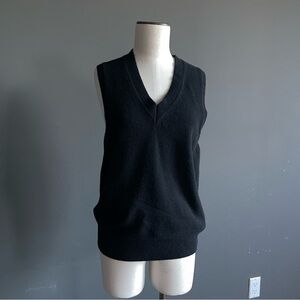 Zara Origins 100% Wool Black V-Neck Sweater Vest | Sleeveless Knit